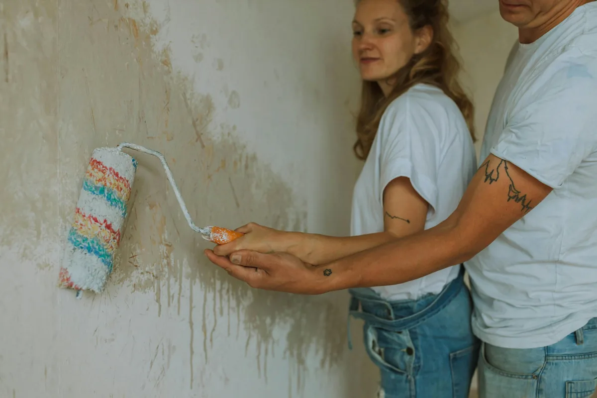 Trabalhos de pintura durante uma remodelação